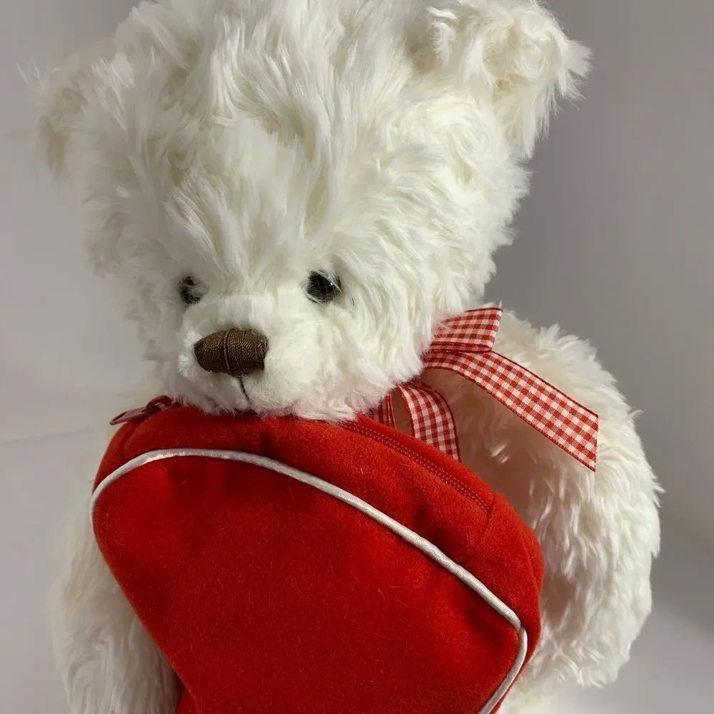 Hallmark White Bear With Red Velvet Zipper Gift Pouch Valentines Love Gift 6X 5